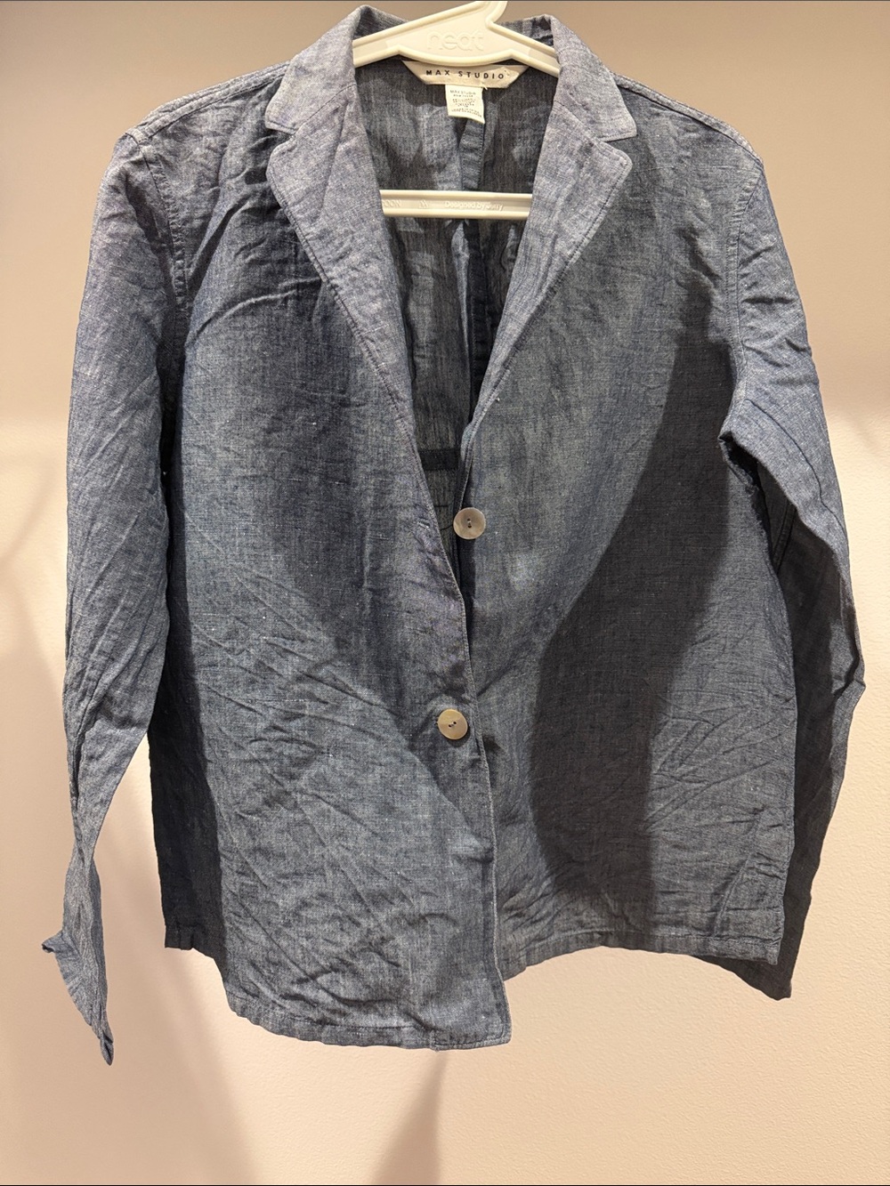 Max Studio Chambray Size 12 Linen Blend Blazer